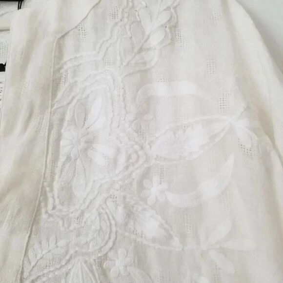NWT Zara White Linen Jacquard Embroidered Tunic - Picture 12 of 16